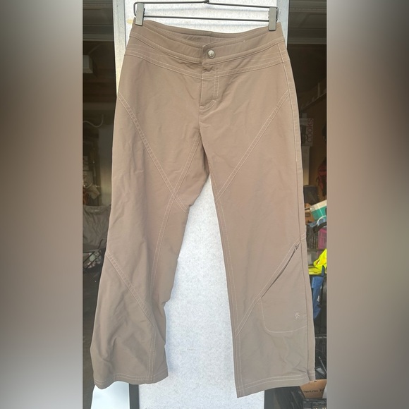 ATHLETA Pants Womens 8P Gray Tech Dipper Nylon Low Rise Flare Leg Zip Pocket - Picture 1 of 9